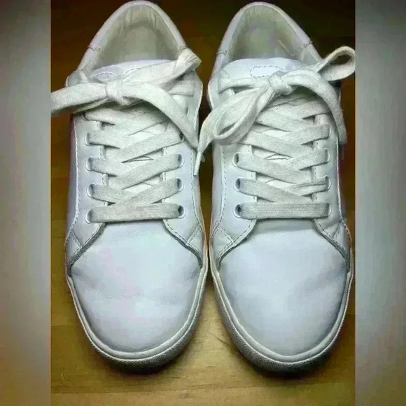 Sam Edelman Ethyl Sneakers, White Leather, Lace-up Tennis Shoes, Women's Size 8 - Picture 2 of 13